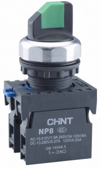 Переключатель без подсветки NP8-20X/382, 3 положения , чёрный, 2НО, IP65 (R), Chint, 578769