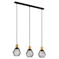 43378 Подвес PALMORLA, 3x60W (E27), L760, B160, H1100, сталь, дерево, черный, медный