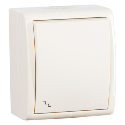 Simon 1594201-031 Simon15 IP54  Переключатель 1-клав. 10А 250В~, винт. зажим, сл. кость