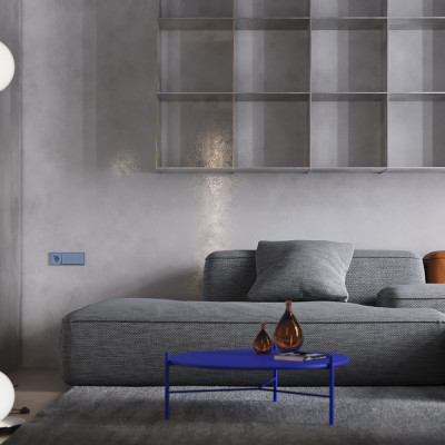 Накладка для розетки с заземлением и защитными шторками, с USB A+C, S70 (деним), VLS001015