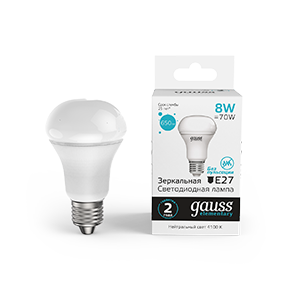Gauss Лампа Elementary R63 8W 650lm 4100K Е27 LED 1/10/50, 63228