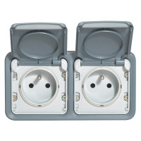 Legrand Двухместная монтажная коробка - Программа Plexo - серый - 2 поста - горизонтальная установка, 069672