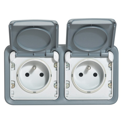 Legrand Двухместная монтажная коробка - Программа Plexo - серый - 2 поста - горизонтальная установка, 069672