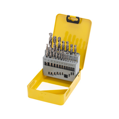 Набор сверл по металлу, 1-10мм (через 0,5мм), HSS, цилиндрический хвостовик, металлический кейс, 19 шт. KRANZ, KR-91-0630