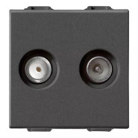 Vimar Розетка телевизионная TV-RD-SAT концевая 5dB 2 выхода, карбон матовый, 09302.01.CM