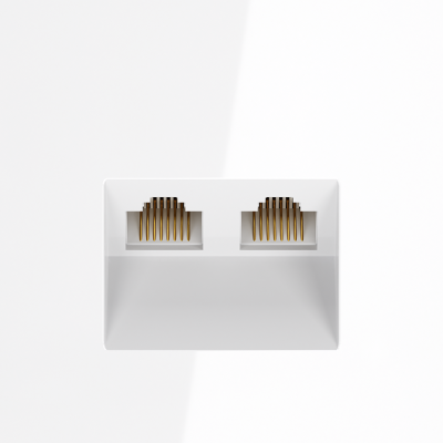 Розетка компьютерная встраиваемая VOLTUM S70 двойная RJ45+RJ45 кат.6, (белый глянцевый), VLS060201