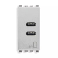 Vimar Зарядное устройство с разъемом USB C+C 5V 3A, на 1 модуль, серебро матовое, 20292.CC.N Vimar Зарядное устройство с разъемом USB C+C 5V 3A, на 1 модуль, серебро матовое, 20292.CC.N