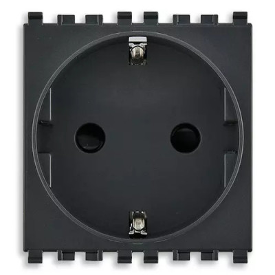 Vimar Розетка 2P+T 16A немецкий стандарт для накладок Eikon Exe с круглыми отверстиями, серая, 22208