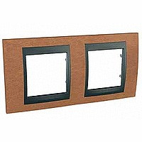 MGU66.004.2M2 - UNICA TOP РАМКА 2-постовая, горизонтальная, ГРАФИТ/ВИШНЯ