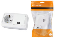 Блок комбинированный выкл. 1-кл. с/п 10А + розетка 2П+З 16А 250В БКВР IP20 белый "Ладога" TDM Electric, SQ1801-0103