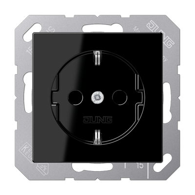 Штепсельная розетка SCHUKO 16А / 250В, пружинные зажимы; дюропласт; черный; A500, A1520SW