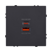Розетка USB A+C 65W, черный матовый Kollinger Eclipse EC-024BK