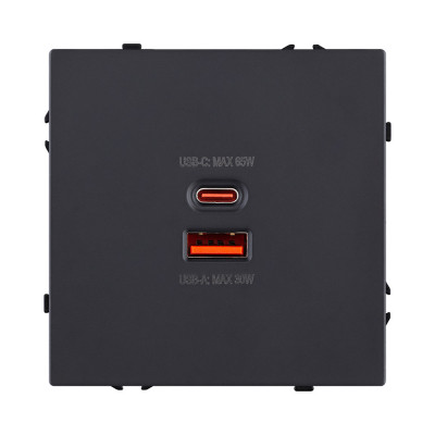 Розетка USB A+C 65W, черный матовый Kollinger Eclipse EC-024BK