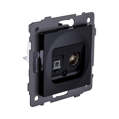 Розетка двойная TV (мама) + RJ45 Cat.5, черный Kollinger REA-012BK для Aspekt, Eleganz, Reflex