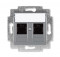 ABB EPJ Levit сталь / дымчатый чёрный Розетка компьютерная, 2хRJ45 кат,5e, сталь