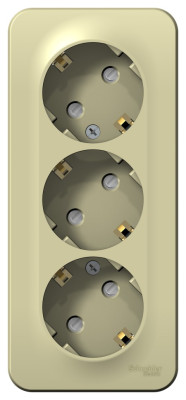 BLANCA О/У РОЗЕТКА 3-я с заземлением со шторками изолирующая пластина,16А, 250В, БЕЖЕВЫЙ