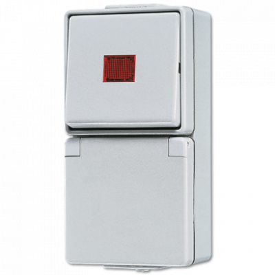 Штепсельная розетка SCHUKO для накладного монтажа с контрольным выключателем IP44, 676KOW