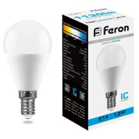 Лампа светодиодная,  (13W) 230V E14 6400K G45, LB-950, Feron 38103