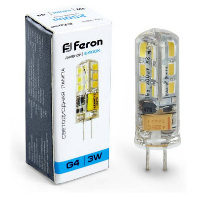 Лампа светодиодная, (3W) 12V G4 6400K JC, LB-422, Feron 25533