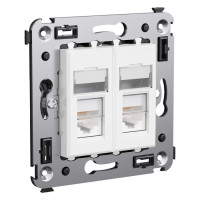 4400464 - ДКС Компьютерная розетка RJ-45 в стену, кат.5e двойная, "Avanti", "Белое облако"