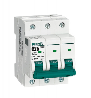 DEKraft Авт. выкл. без теплозащиты 3P 25А х-ка C 6кА ВА-103M