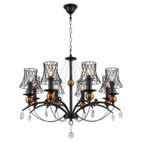 LUSSOLE ARIVACA Люстра подвесная, цвет основания - черный, плафон - металл (цвет - черный), 8x40W E14, LSP-8104