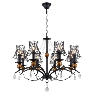 LUSSOLE ARIVACA Люстра подвесная, цвет основания - черный, плафон - металл (цвет - черный), 8x40W E14, LSP-8104