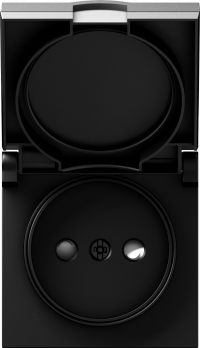 Donel A07 матовый карбон накладка для розетки без заземления, с крышкой, 16A 250 В~, серия DB, DE43430