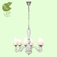 LUSSOLE CATALINA Люстра подвесная, цвет основания - хром, плафон - стекло (цвет - белый), 6x6W E14, GRLSP-8262