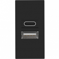 Donel USB зарядное устройство, 2.1A, Type A + C, 1 мод., черн. (22.5х45мм), DUSB2100ANCF