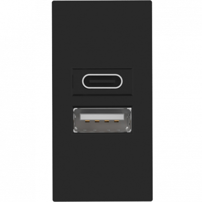 Donel USB зарядное устройство, 2.1A, Type A + C, 1 мод., черн. (22.5х45мм), DUSB2100ANCF