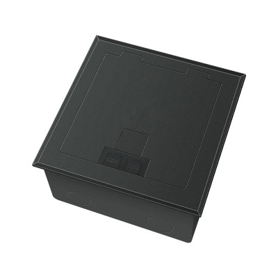 Люк напольный на 1 модуль (горизонт.), металлический, h=65мм, с рамкой, крышка без углубления, TIMIUX, черный, EU1GH65R BL