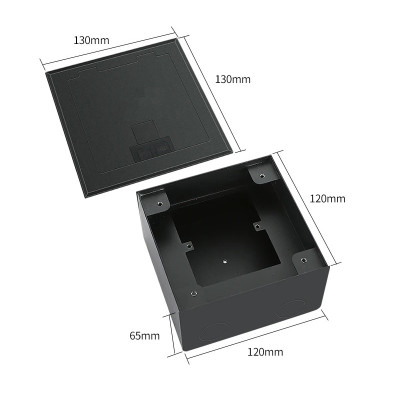Люк напольный на 1 модуль (горизонт.), металлический, h=65мм, с рамкой, крышка без углубления, TIMIUX, черный, EU1GH65R BL