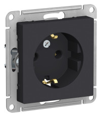 ATN001043 - ATLASDESIGN РОЗЕТКА с заземлением без шторок, 16А, механизм, КАРБОН, Systeme Electric