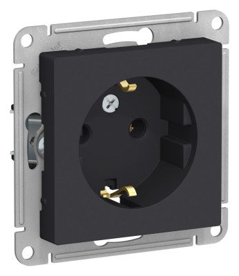 ATN001043 - ATLASDESIGN РОЗЕТКА с заземлением без шторок, 16А, механизм, КАРБОН, Systeme Electric