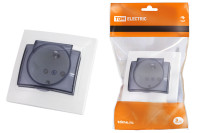 Розетка 2П+З с защ. шт. и крышкой 16А 250В IP42 белая "Таймыр" TDM Electric, SQ1814-0019