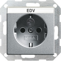 046226 Gira Розетка с з/к, с затвором (shutter) и символом  и полем для надписи