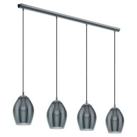 39566 Подвес ESTANYS, 4x60W(E27), сталь, никель, черный/стекло, черный, прозрачный
