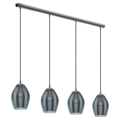 39566 Подвес ESTANYS, 4x60W(E27), сталь, никель, черный/стекло, черный, прозрачный