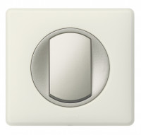 Legrand Выключатель 1-клавишный, вставка - титан,  классика - Белая перкаль, серия Celiane