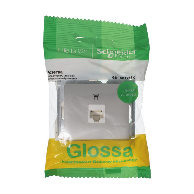 GLOSSA РОЗЕТКА компьютерная RJ45 кат.5E, механизм, ПЛАТИНА