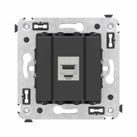 DKC Компьютерная розетка RJ-45 без шторки в стену, кат.6А одинарная экранированная, "Avanti", "Черный матовый"