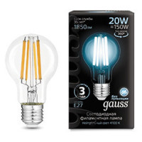 Лампа Gauss Filament А60 20W 1850lm 4100К Е27 LED 1/10/40, 102902220