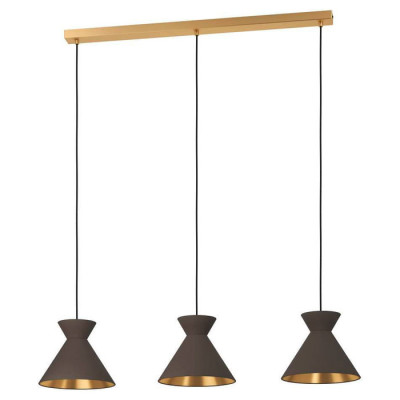 900348 Подвес NASTASIA, 3x40W(E27), сталь, черный/текстиль, капучино, латунный