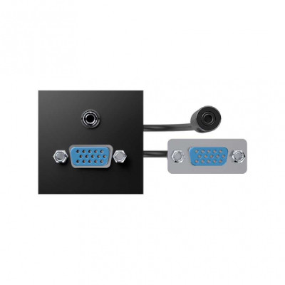 Simon 400 Черный Модуль с адаптером, проходной VGA + MiniJack мама/мама, 40000191-038