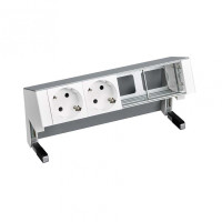 Simon 400 Алюминий Настольный розеточный блок, 2х2P+E, 2 пустых модуля, 42402000-133