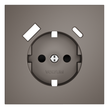 Накладка для розетки с заземлением и защитными шторками, с USB A+C, S70 (капучино), VLS001014