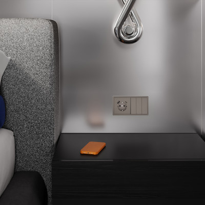 Накладка для розетки с заземлением и защитными шторками, с USB A+C, S70 (капучино), VLS001014