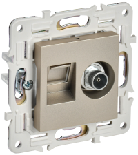 SKANDY Роз. двойная TV+RJ45 кат.5E SK-A14Sh шамп. IEK, SK-AK20-1-K37