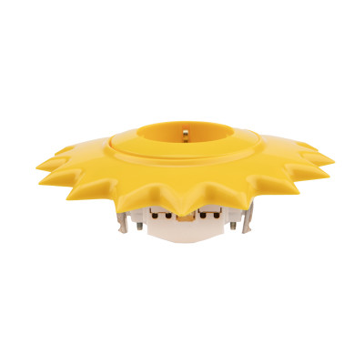 Розетка одноместная HAPPY Солнце с/у, с/з, со шторками, желтая KRANZ, KR-78-0813